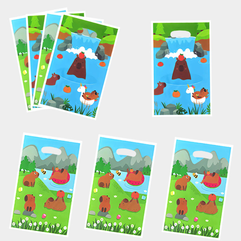 Party Games Gender Reveal - 20 ชิ้น/40 ชิ้น ถุงของขวัญลายการ์ตูน, ถุงของขวัญธีมคาปิบาร่าเล่นในแม่น้ำ, ถุงของขวัญคาปิบาร่า,