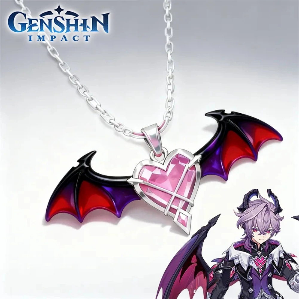 Party Games Couple - สร้อยคอคอสเพลย์เกม Genshin Impact ดูริน ปีกมังกร จี้รูปหัวใจ