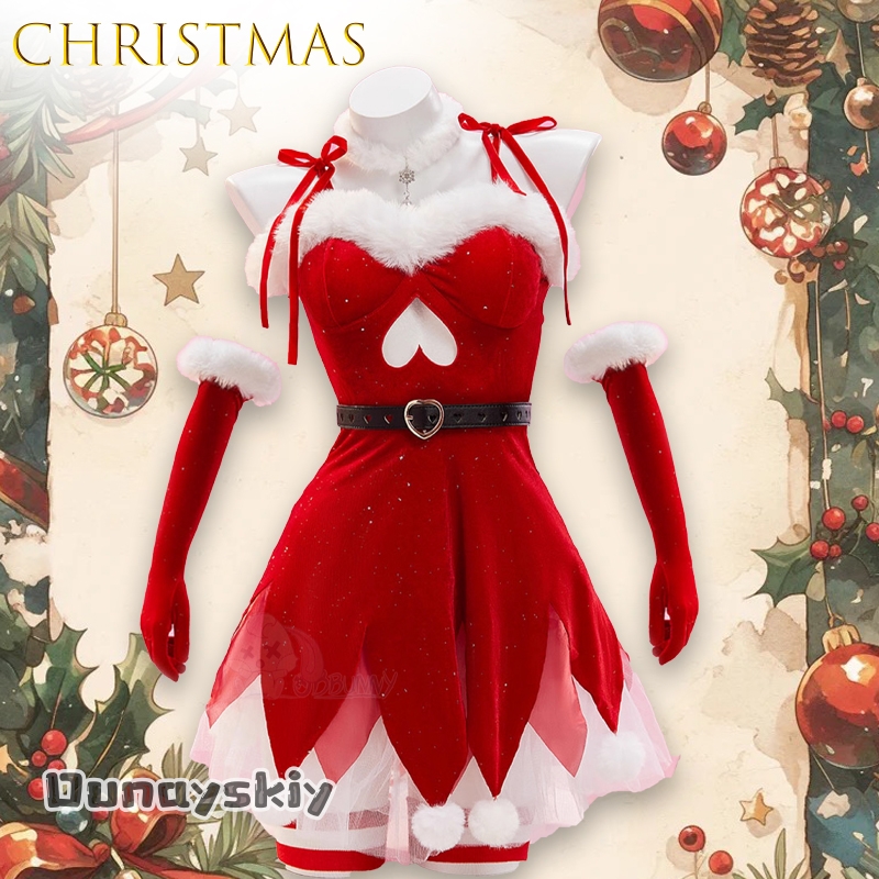 Party Games Online Free - ชุดคอสเพลย์เดรสกำมะหยี่สีแดงแบบไม่มีสายสำหรับเทศกาลคริสต์มาส {Anna zhang Online} ชุดเดรสสำหรับงานปาร์ตี้และเทศกาลคริสต์มาส ﻿