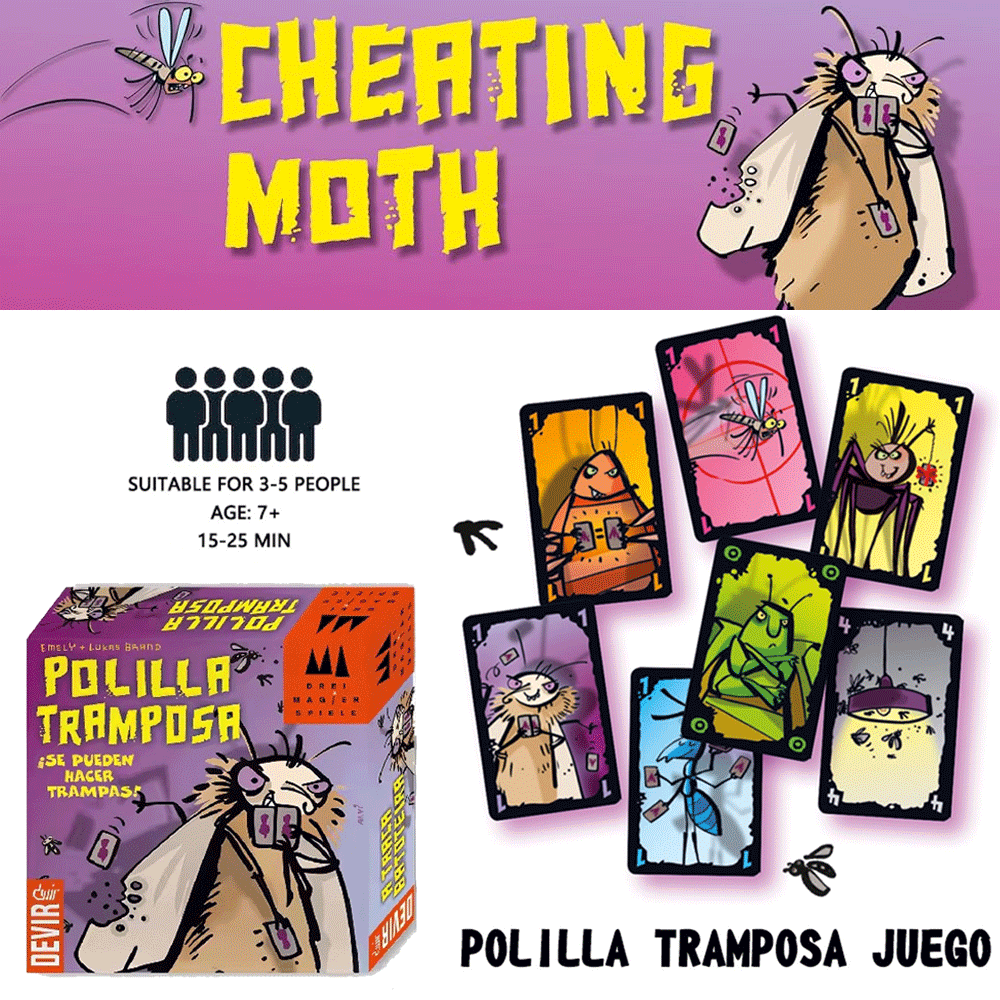 Party Games Juego - เกมกระดาน Polilla Tramposa เกมการ์ดกลยุทธ์ เกมครอบครัว ของเล่นสำหรับงานปาร์ตี้