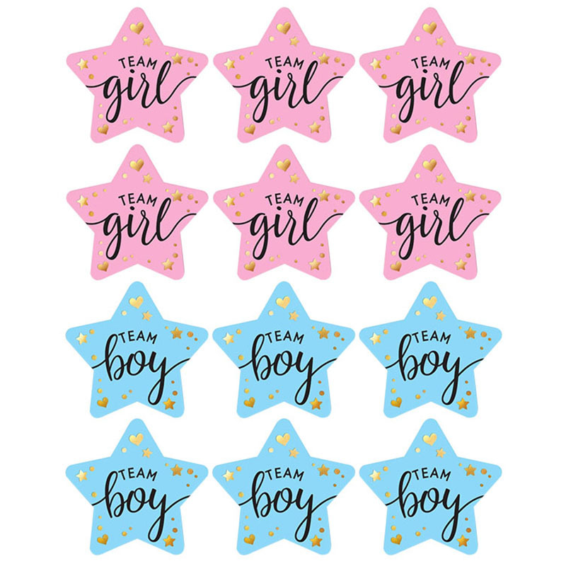 Party Games Gender Reveal - 60 ชิ้นเพศเปิดเผยสติกเกอร์สําหรับงานปาร์ตี้คําเชิญและ Voting เกมทีมเด็กทีมสาวป้ายสติกเกอร์ Baby Shower
